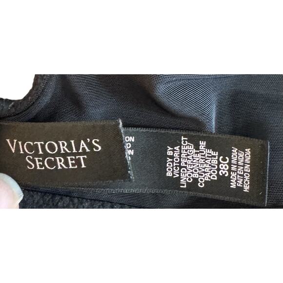 VS floral lace & mesh push up bra black Convertible Straps For Extra Support 38C - Picture 7 of 8